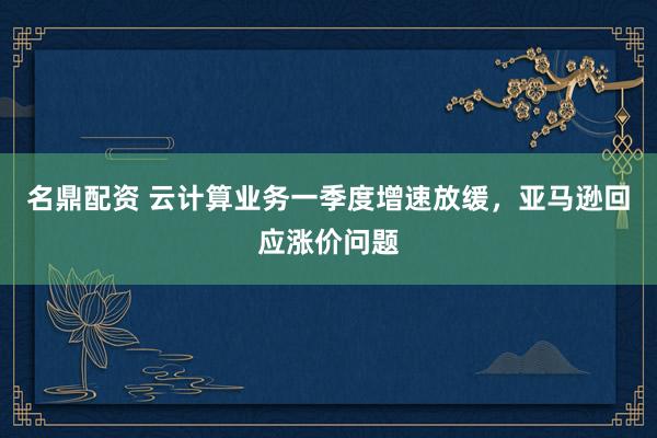 名鼎配资 云计算业务一季度增速放缓，亚马逊回应涨价问题