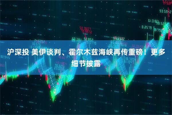 沪深投 美伊谈判、霍尔木兹海峡再传重磅!更多细节披露